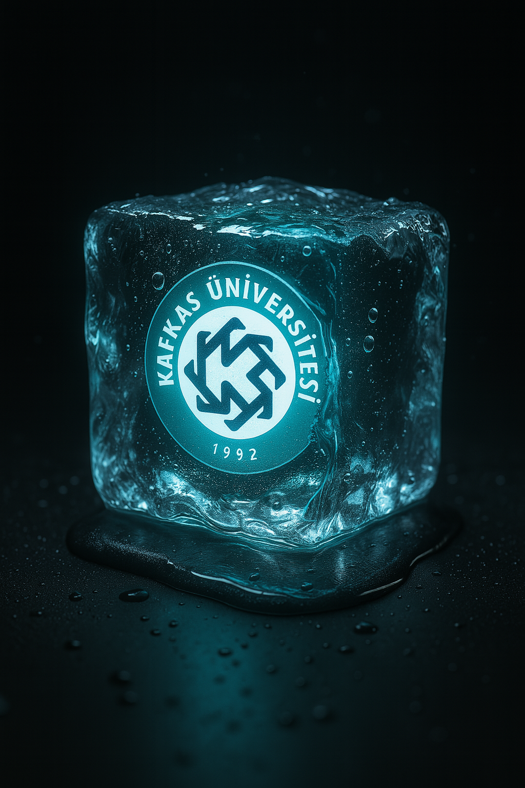 A photorealistic 3D Glowing a logo